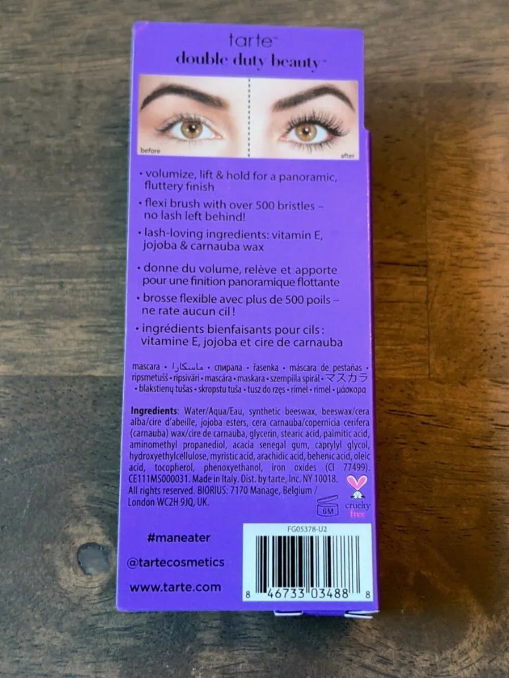 Tarte Maneater Travel Size Mascara Black NIB 4.5 mL